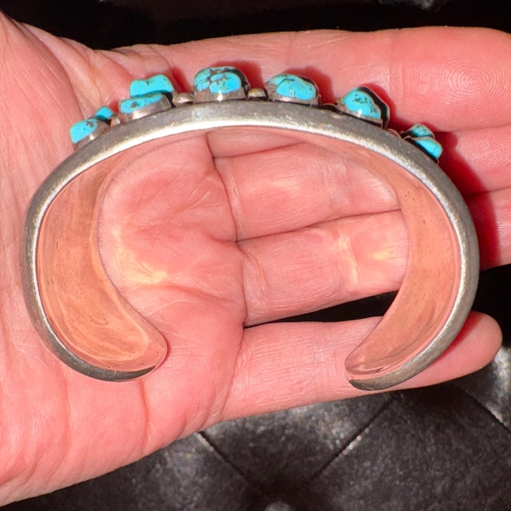 Southwestern Navajo Turquoise and Silver 925 Women's Cuff Bracelet - Picture 8 of 10